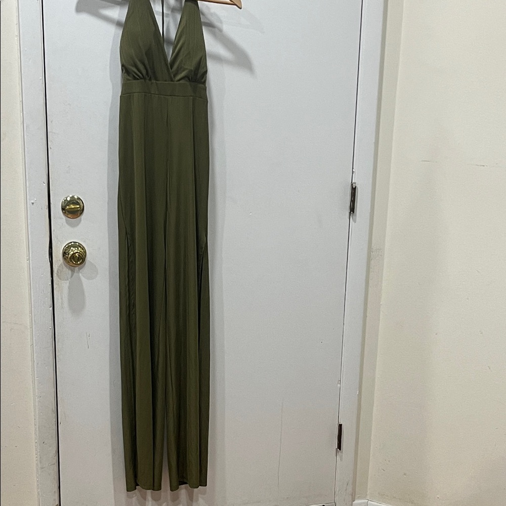 Revamped Olive Halter Maxi Dress